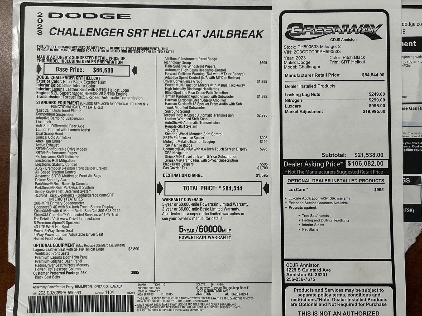 2023 Dodge Challenger CHALLENGER SRT HELLCAT JAILBREAK